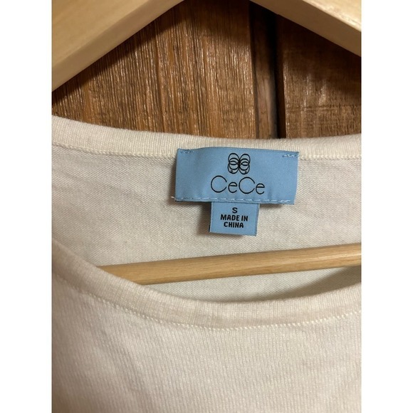 CeCe Cotton Blend Long Sheer Swiss Dot Balloon Sleeves Size S - Picture 3 of 11